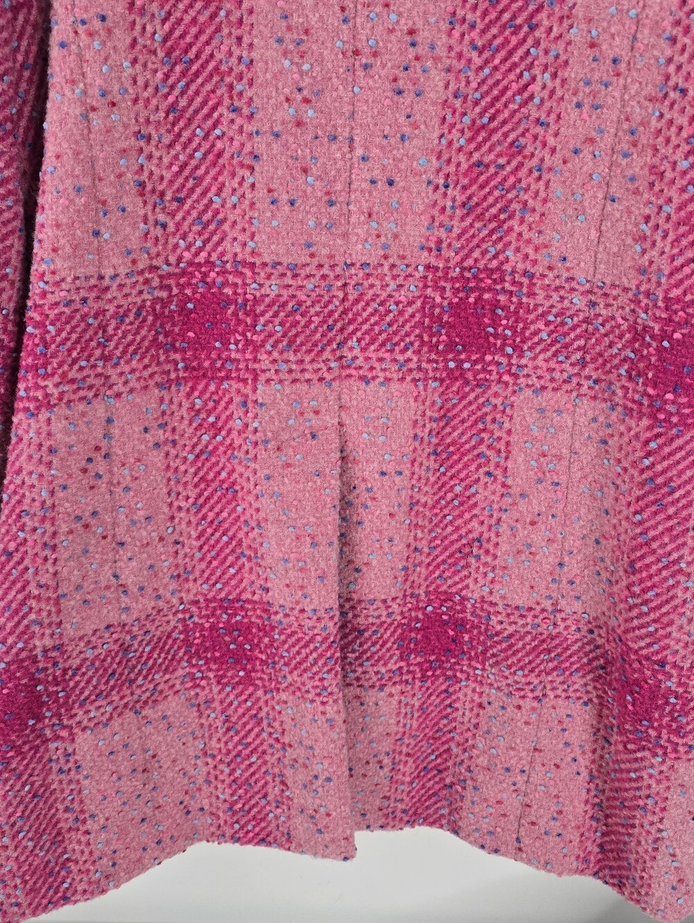 Talbots Confetti Pink Plaid Long Wool Blend Coat Jacket Size L Textured Tweed - Picture 7 of 15